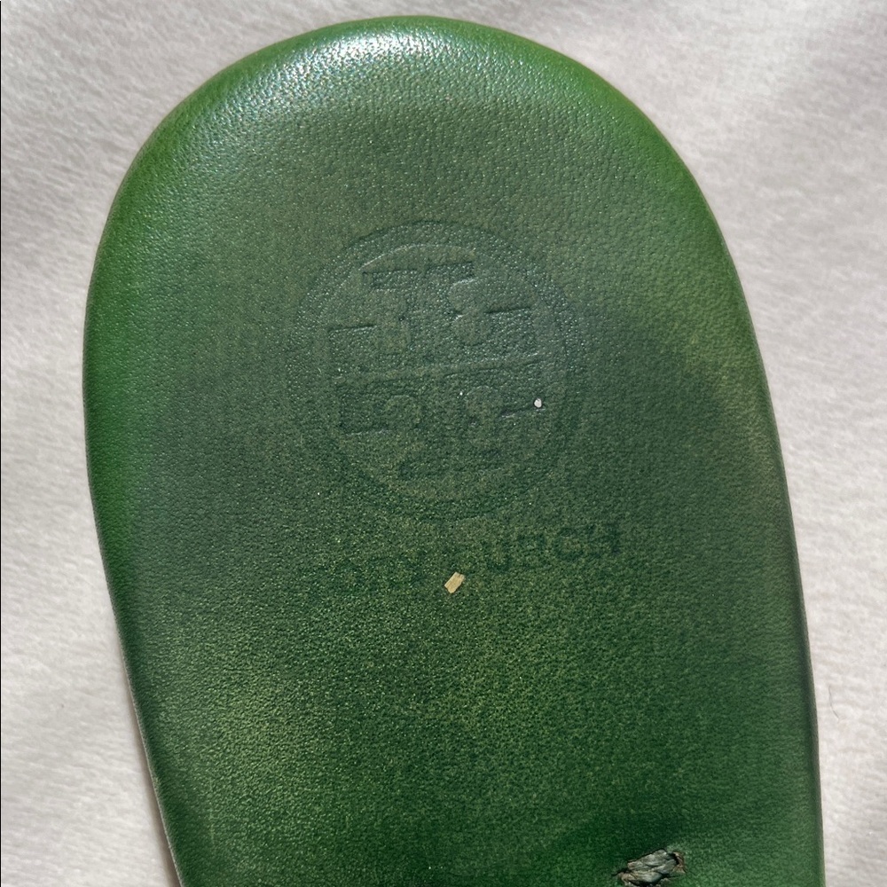 Tory Burch Forest Green Slide Sandals - Picture 2 of 7